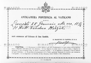 Herzls Einladungskarte zu einer Audienz mit Papst Pius X.