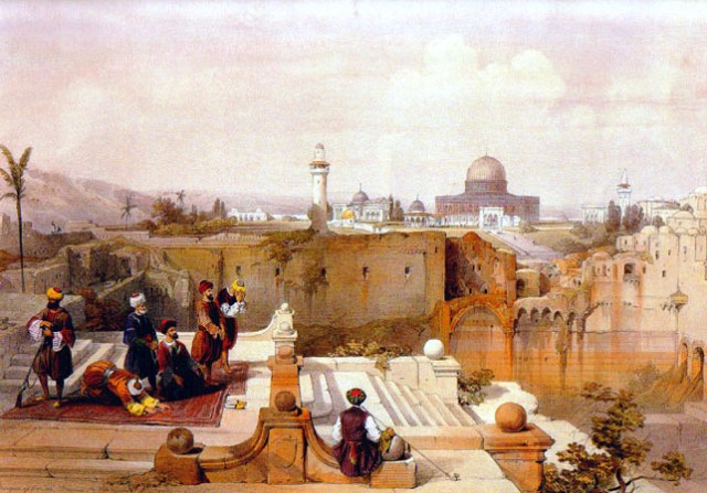 David-Roberts-The-mosque-of-Omar-at-Jerusalem-from-Mount-Moriah-Jerusalem-1839